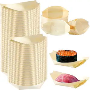 Disposable Wood Boat Plates Dishes Food Serving Tray Food China Suppliers