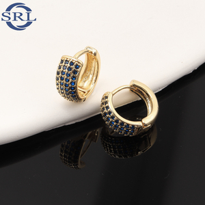 Bán Chạy Nhất Srl Hoàng Gia Màu Xanh Pha Lê Hoop Bông Tai Sang Trọng Vàng-Mạ Đồ Trang Sức Bằng Đồng Cho Phụ Nữ Tik Tik Instagram Phong Cách Thời Trang - Product Image 5