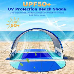 Tente de plage pop-up E-RIKE personnalisée à double porte pour 2-3 personnes, protection UV, tente de plage portable ultralégère, abri pare-soleil - Product Image 5