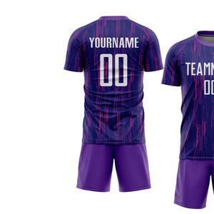 Ensemble de maillot de football à motif de lignes verticales, manches courtes, respirant, séchage rapide, uniforme d'entraînement, chemise et short pour hommes - Product Image 3