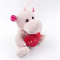 Nouveau porte-clés en peluche hippopotame cœur d'amour de 14 cm, animal en peluche doux et moelleux, pendentif de sac, cadeau de la Saint-Valentin pour couple