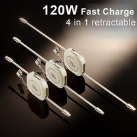 Nuevo Cable de Carga Súper Rápida Retráctil 4 en 1 de 120W de Alta Calidad para iPhone 17 Pro Tipo-C, Regalos Premium de Moda