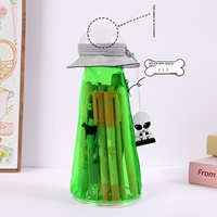 Trousse à crayons transparente verte 3D UFO Alien, jolie trousse à stylos à fermeture éclair pour enfants, étudiants, organisateur de papeterie scolaire et de bureau