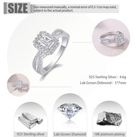 Bague en diamant de laboratoire certifié IGI de qualité supérieure, argent sterling 925, 1,25 ct, taille émeraude, avec halo, pour cadeau de fiançailles