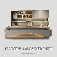 Ensemble de bureau de direction ergonomique modulaire en L de luxe moderne avec panneau en bois de qualité commerciale et tiroir à dossiers