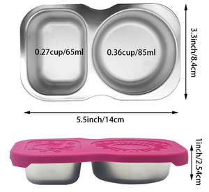 Stainless Steel Snack <b>Containers</b> with Silicone Lids Snack <b>Containers</b> Double Compartment Salad Dressing <b>Containers</b> - Product Image 3