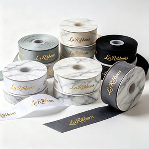 Ruban gros-grain imprimé feuille d'or 1-1/2 pouces en polyester OEKO-TEX, ruban personnalisé imprimé feuille - Product Image 1