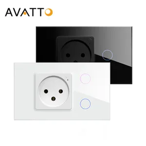 Tuya Wall Plugs And Switch Socket Smart Tempered Glass Avatto Israel Standard Wifi Sockets And Switch