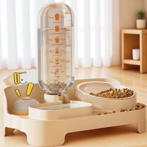 Comedero automático para gatos con dispensador de agua, cuenco de cerámica antideslizante de gran capacidad para gatos, estación de alimentación para mascotas - Product Image 1