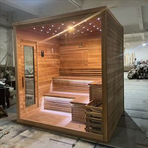 Wholesale Outdoor Sauna <strong>4</strong> People Red Cedar Wood Portable Sauna Steam Wet Steam <strong>Function</strong> with Stove - Product Image 5