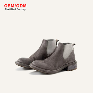 OEM Custom Retro Gentleman British-Style Men's Genuine Leather High Top Waterproof Chelsea Boots Vintage-Washed Distressed - Product Image 1
