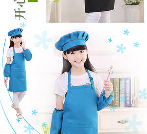 ผ้ากันเปื้อนสำหรับเด็กผ้ากันเปื้อนผ้าฝ้ายสีชมพูสีฟ้าสำหรับใช้ในครัวการอบทำอาหารแบบ100% กันน้ำพิมพ์โลโก้ได้ตามต้องการ - Product Image 4