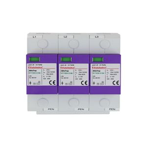 T1 + T2 <span class=keywords><strong>AC</strong></span> SPD Dispositivo de Protección contra Sobretensiones Telebahn 255V 25kA 3 Polos Supresor de Sobretensiones DPS para Sistema Trifásico de Cuatro Cables, 1 Unidad - Product Image 3