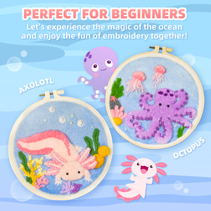 Wholesale Cute Marine Animal Salamander And Octopus Punch Embroidery DIY Craft Kit Handmade Desktop Ornament Decor