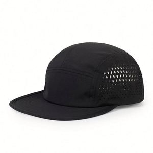 Wholesale <b>Flat</b> Bill Snapback Cap Quick Dry Fabric Sports Running Cap 7 Panel Laser Perforated <b>Hats</b> Custom Baseball Cap - Product Image 2