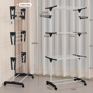Séchoir à linge en acier de haute qualité, économique, 3 niveaux, portable et pliable, pour cuisine, salle de bain et buanderie - Product Image 4