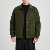 Veste Homme en Mélange de Laine Double Face à Revers Cranté et Boutons Pression Coupe Ample Hiver Décontracté Streetwear Personnalisé OEM