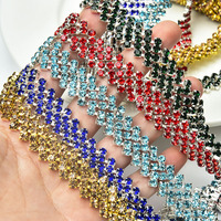 AB brillant 5 rangées dos plat cristal strass garniture coloré verre Strass tasse chaîne en forme de fournisseur pour vêtements chaussures mariage