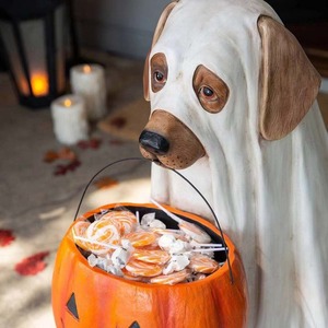 Bol à bonbons Citrouille Halloween, Figurine en résine Chien <span class=keywords><strong>Fantôme</strong></span> Chat, Décoration pour Fête de la Toussaint, Balcon et Maison - Product Image 4