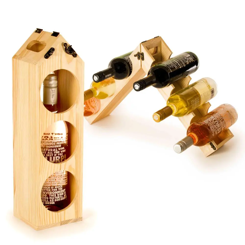 Scatola di bottiglia convertibile in legno scatola di bottiglia trasformabile portabottiglie legno portabottiglie