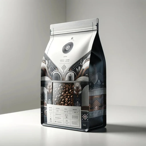 Sac d'emballage pour café en PE à fond plat avec soufflet latéral à déchirure facile et fermeture thermoscellable réutilisable, imprimé en gravure, faible MOQ, type stand-up - Product Image 3