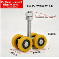 Rueda Deslizante Industrial de Alta Resistencia C50, Material PU, Rueda Colgante para Puerta Corredera, Resistente al Desgaste, Capacidad de Carga 300 kg, para Puerta de Garaje