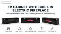 Europäisch-Amerikanischer Stil Elektrischer Boden-TV-Schrank mit Eingebautem Simuliertem Kamin, Fernbedienung, Farbwechselnde Flammen und Heizfunktion