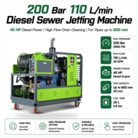 SAIWO HD-45H110L Nouvelle machine de nettoyage de canalisations à jet de haute pression, diesel, 45 CV, 200 bars, 110 L/min, pompe triplex, châssis en acier robuste