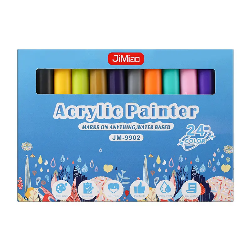 Paintyou pulpen cat akrilik dasar air Jumbo penjualan laris ujung serat pena spidol pelukis akrilik dengan kemasan Bahasa Inggris