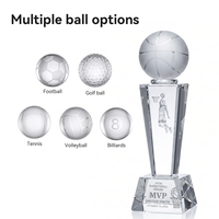 Trophée de basket-ball personnalisé en cristal K9, design gravé au laser 3D, boule givrée, prix MVP de la ligue sportive