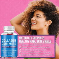 Gummies véganes à l'extrait d'herbes naturelles et au collagène hydrolysé pour la beauté des adultes, l'éclat de la peau et la croissance des cheveux