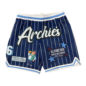 Shorts de basket-ball pour hommes, sur mesure, avec logo brodé, respirants, en mesh, coupe ample, taille oversize - Product Image 2