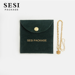 SESI รุ่นใหม่ Pochette Bijoux กระเป๋าใส่เครื่องประดับสีเขียว พร้อมโลโก้ กระเป๋าหนังกลับไมโครไฟเบอร์เนื้อละเอียดพร้อมกระดุม เหมาะสำหรับใส่เครื่องประดับ - Product Image 3
