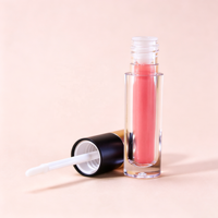 Gloss à lèvres liquide brillant scintillant, rouge à lèvres avec capuchon doré, tube transparent 5 ml, format voyage carré, couleurs personnalisées, maquillage teinté pour les lèvres, marque privée