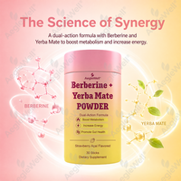 OEM ODM Vente en gros Berberine Plus Yerba Mate en poudre en stick, soutien intestinal unique, stimulant d'énergie, complément alimentaire naturel pour adultes