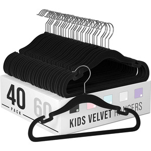 Appendiabiti all'ingrosso Lavinia nero bianco Non antiscivolo spazio di risparmio di plastica floccante per bambini appendiabiti in velluto appendiabiti - Product Image 4
