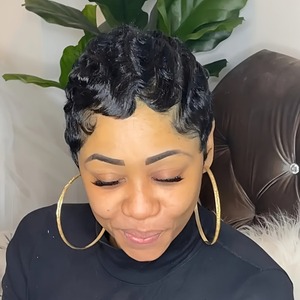 Perruque en <span class=keywords><strong>cheveux</strong></span> humains vierges brésiliens Remy, couleur HD, densité 150%, ondulation Finger Wave, pour femmes, <span class=keywords><strong>coupe</strong></span> <span class=keywords><strong>courte</strong></span> pour lace front - Product Image 1