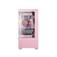 AntarcChill Pink Micro-ATX Computer Case Two-Sided Tempered Glass Panel Mid Tower Gaming PC Cabinet in Stock