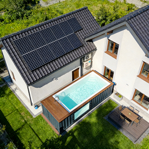 Piscine hors sol en fibre de verre haut de gamme avec cascade en bois, pompe de filtration avancée, fonction de lavage à contre-courant, garantie 10 ans - Product Image 2