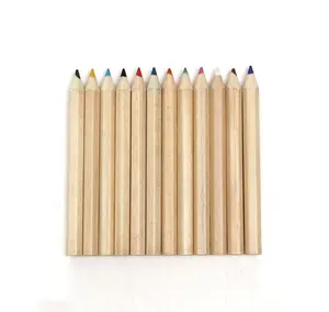 Pensil Warna Kayu Mini 3.5 Inci untuk Anak-anak, Mini 3.5 Inci 12 Pensil Warna Alami Dalam Jumlah Besar, Pensil Warna Pendek