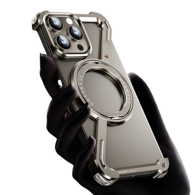 Aluminum Alloy Frameless for iPhone 13/15/14 Pro/MAX Z Phone Case Rotatable Ring Holder Magnetic Kickstand Cover Business Style