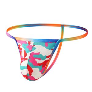 Tanga Sexy con Estampado de Arcoíris para <span class=keywords><strong>Hombre</strong></span>, Ropa Interior Transpirable de Malla, Tanga de Cintura Baja, Bikini <span class=keywords><strong>El</strong></span>ástico, Jockstrap, Traje de Baño - Product Image 5