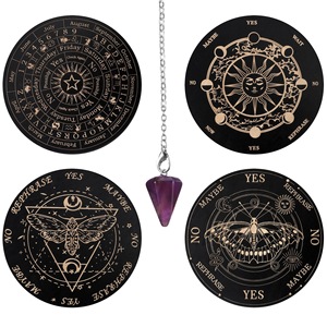Planche de méditation en bois avec pendentif lune et étoile, plaque gravée pour divination énergétique, ornements d'autel métaphysique - Product Image 1