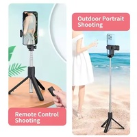 Multiples modes d'utilisation R1S Bâton de selfie pour téléphone portable avec lumière LED de beauté Télécommande Bt Trépied de bureau multifonctionnel en direct