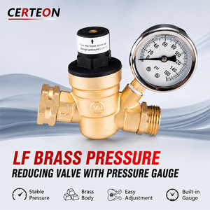 Valve en laiton réglable pour caravane avec manomètre 0-160 PSI contrôle <span class=keywords><strong>de</strong></span> l'eau Régulateur <span class=keywords><strong>de</strong></span> <span class=keywords><strong>pression</strong></span> d'eau - Product Image 3