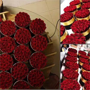 Cadeau de fête des mères en gros rose éternelle véritable fleur décorative éternelle immortelle stabilisée roses conservées pour toujours dans une boîte
