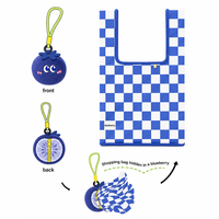 Sac de courses pliable personnalisé avec peluches réutilisables, sac écologique, porte-clés en peluche fruits bleuets, jouets