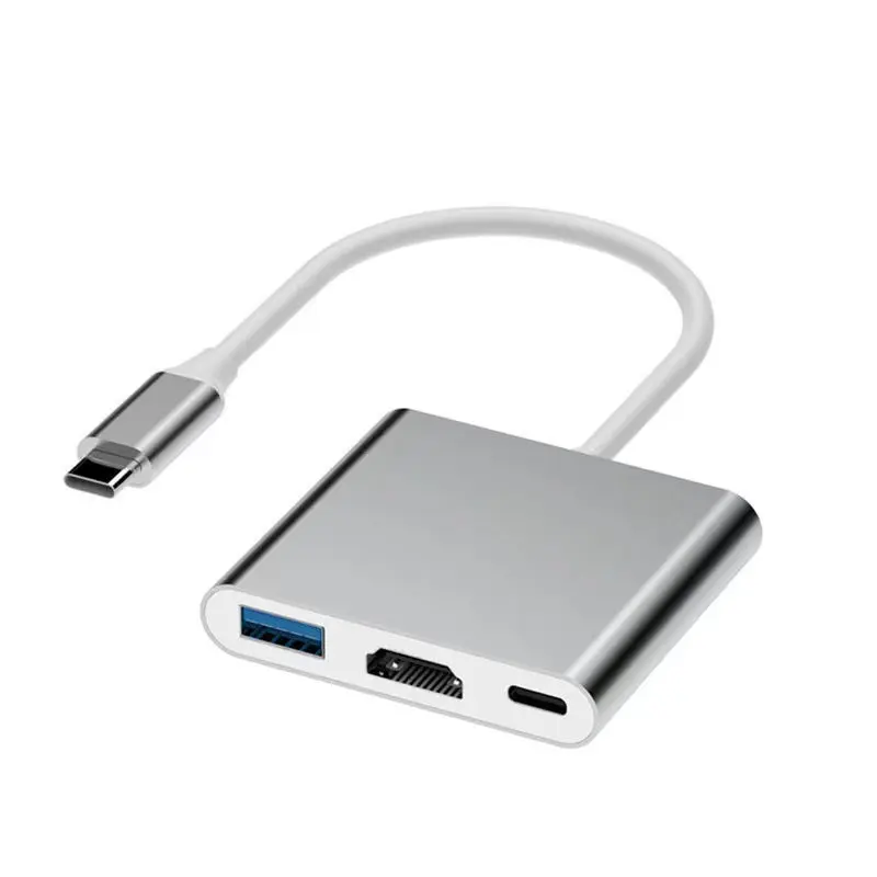 3 in 1 USB Type c to HDTV with 4K HDTV Splitter PD USB 3.0 Data Ports Adapter Mac Hub Docking Station