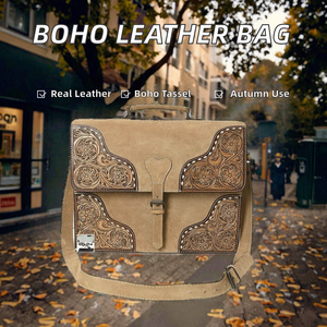 Bolso de Hombro Tipo Maletín de Cuero Genuino con Borlas y Flores Estilo Bohemio para Mujer, Marca Rodeo International, Personalizado, de Gamuza Natural, Superventas - Product Image 2