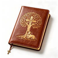Carnet de prière chrétien A5 avec logo personnalisé en relief, couverture en cuir PU souple, journal biblique, cadeau religieux